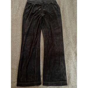 Vintage Eddie Bauer Velour Velvet Wide Leg Lounge Pants Women  M Tall Black Y2K